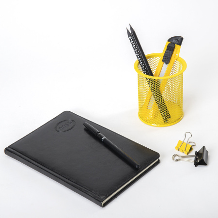 Подставка-органайзер BRAUBERG "Germanium", металлическая, круглое основание,100х89 мм, желтая, 231980 - Подставки канцелярские без наполнения