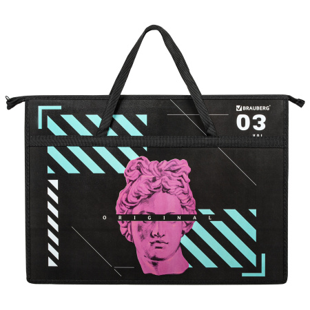 Папка для рисунков и чертежей с ручками BRAUBERG А3, пластик, молния сверху, "The Original", 271436 - Портфели и папки для рисунков и чертежей