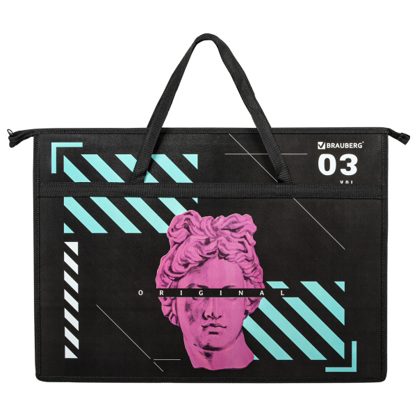 Папка для рисунков и чертежей с ручками BRAUBERG А3, пластик, молния сверху, "The Original", 271436 - Портфели и папки для рисунков и чертежей