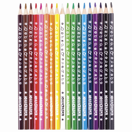 Карандаши цветные ЮНЛАНДИЯ "ЮНЛАНДИК-ДЕТЕКТИВ", 18 цветов, трехгранные, с раскраской, 181681 - Карандаши цветные