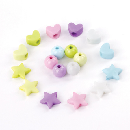 Бусины для творчества "Микс №3", 10-13 мм, 30 грамм, 6 цветов, пастель, ОСТРОВ СОКРОВИЩ, 661255 - Бусины для творчества