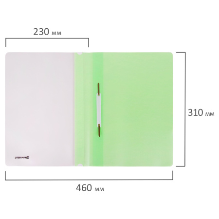 Скоросшиватель пластиковый BRAUBERG "Pastel" А4, 130/180 мкм, мятный, 270458 - Папки-скоросшиватели мягкие