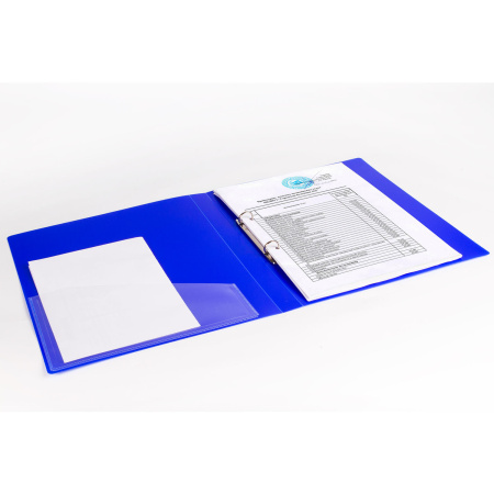 Папка на 2 кольцах BRAUBERG "Neon", 25 мм, внутренний карман, неоновая, синяя, до 170 листов, 0,7 мм, 227459 - Папки на кольцах