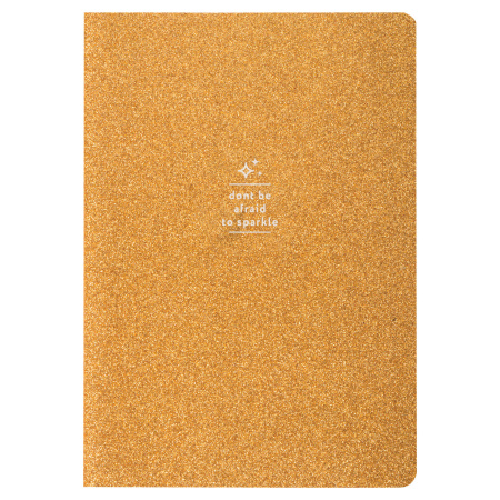Тетрадь 48 л. в точку обложка кожзам с блестками, сшивка, A5 (147х210мм), ЗОЛОТОЙ, BRAUBERG SPARKLE, 403854 - Тетради 40-48 листов