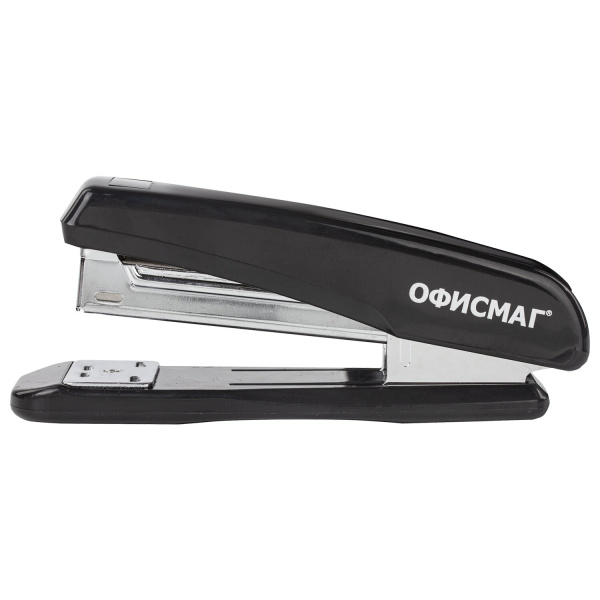 Степлер №24/6, 26/6 ОФИСМАГ, до 25 листов, черный, 229691 - Степлеры настольные