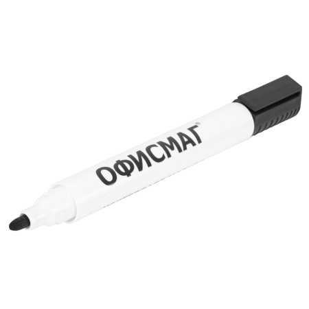 Маркер стираемый для белой доски ЧЕРНЫЙ, ОФИСМАГ, круглый наконечник, 3 мм, 152218 - Маркеры для досок