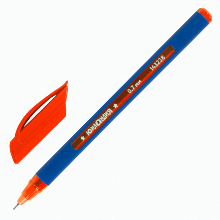 Ручка шариковая масляная ЮНЛАНДИЯ "Трехгранная серия", СИНЯЯ, корпус ассорти, 0,7 мм, линия письма 0,35 мм, 143238 - Ручки шариковые неавтоматические