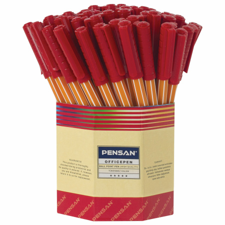 Ручка шариковая масляная PENSAN Officepen 1010, СИНЯЯ, корпус оранжевый, 1 мм, линия 0,8 мм, 1010/60 - Ручки шариковые неавтоматические