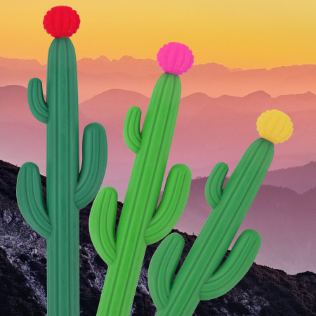 Ручка фигурная шариковая ЮНЛАНДИЯ "Кактус", мягкий силиконовый корпус, ассорти, СИНЯЯ, пишущий узел 0,7 мм, 143774 - Ручки фигурные