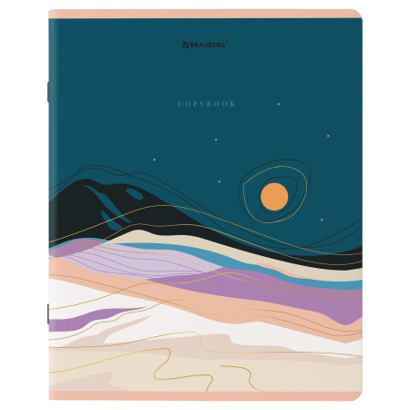 Тетради КОМПЛЕКТ 5 шт. А5, 48 л., BRAUBERG скоба, клетка, SoftTouch, фольга, "Mountains", 404400 - Тетради 40-48 листов