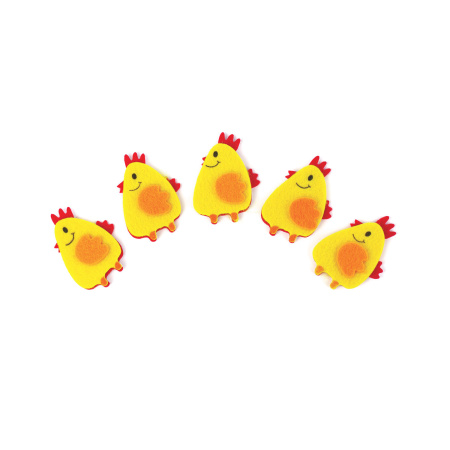 Наклейки из фетра "Цыплята", 5 шт., ОСТРОВ СОКРОВИЩ, 661497 - Наклейки для творчества