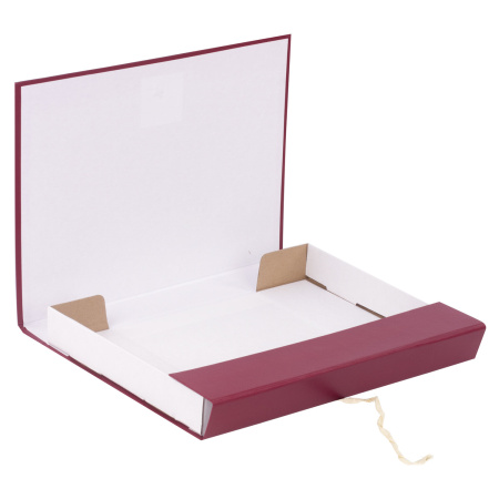 Короб архивный А4 (240х330 мм), 35 мм, 2 завязки, бумвинил, до 300 листов, бордовый, BRAUBERG, 122037 - Короба архивные