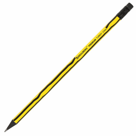 Карандаш чернографитный BRAUBERG "PREMIUM TURKEY", 1 шт., "Lines", НВ, ассорти, дисплей, 181568 - Карандаши чернографитные
