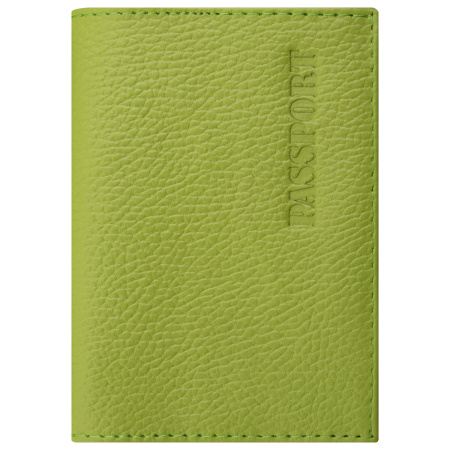 Обложка для паспорта натуральная кожа флоттер, "PASSPORT", салатовая, STAFF "Profit", 237204 - Обложки для паспорта