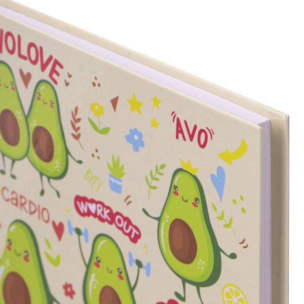 Блокнот А5 (134х206 мм), 80 л., твёрдый, клетка, BRAUBERG KIDS, "Авокадики", 114418 - Блокноты детские