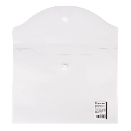 Папка-конверт с кнопкой МАЛОГО ФОРМАТА (240х190 мм), А5, матовая прозрачная, 0,18 мм, BRAUBERG, 227314 - Папки-конверты с кнопкой