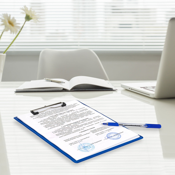 Доска-планшет STAFF с прижимом А4 (228х318 мм), картон/ПВХ, СИНЯЯ, 229555 - Планшеты и клипборды