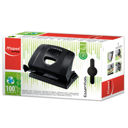 Дырокол MAPED (Франция) "Greenlogic", до 25 листов, "карбоновое покрытие", черный, 452511 - Дыроколы настольные
