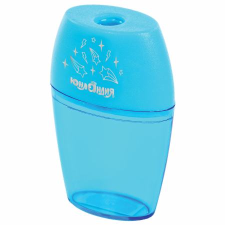 Точилка ЮНЛАНДИЯ "Радуга", с контейнером, овальная, пластиковая, корпус ассорти, 228765 - Точилки ручные