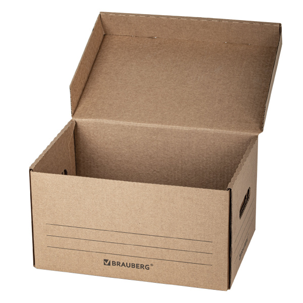Короб архивный "Делопроизводство" (235х325х180 мм), с крышкой, гофрокартон, BRAUBERG, 129589 - Короба архивные