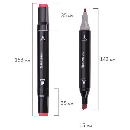 Маркеры для скетчинга двусторонние, НАБОР 36 шт, текстильный чехол, BRAUBERG, 152230 - Скетчмаркеры в наборах