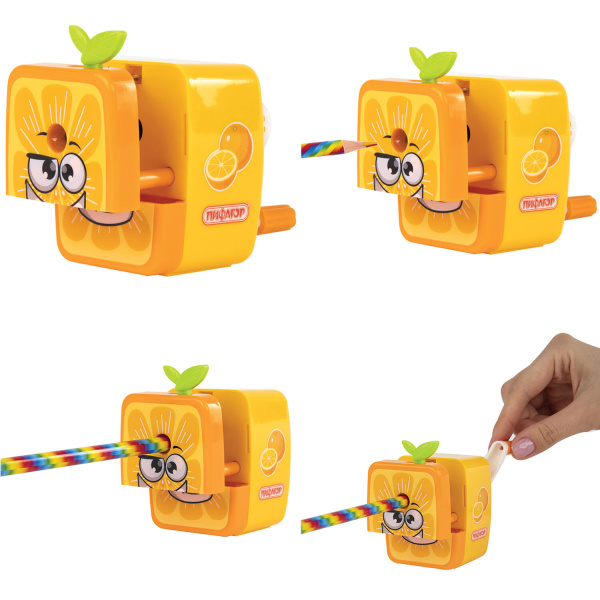 Точилка механическая ПИФАГОР "Апельсин", корпус оранжевый, 270426 - Точилки механические