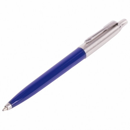 Ручка шариковая PARKER "Jotter Plastic CT", корпус синий, детали из нержавеющей стали, синяя, R0033170 - Ручки шариковые подарочные