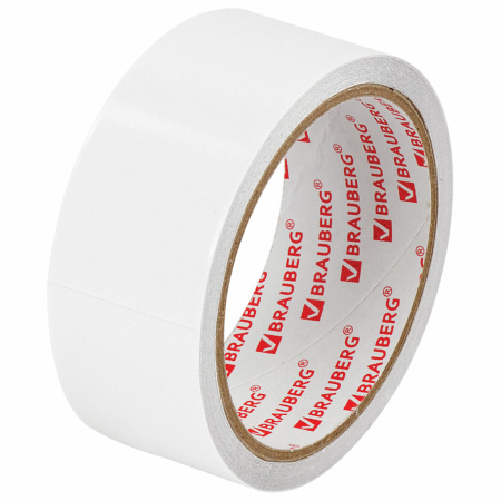Клейкая двухсторонняя лента 38 мм х 8 м, ПОЛИПРОПИЛЕНОВАЯ ОСНОВА, 90 микрон, BRAUBERG - Клейкие ленты канцелярские