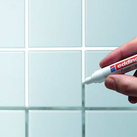 Маркер для затирки плиточных швов EDDING 8200, БЕЛЫЙ, 2-4 мм, запасные наконечники, E-8200/49 - Маркеры промышленные и прочие специальные