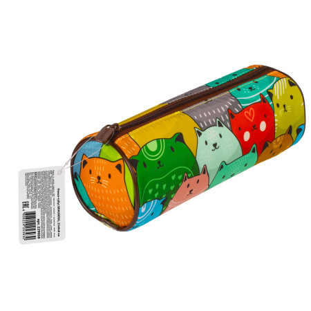 Пенал-тубус BRAUBERG, с эффектом Soft Touch, мягкий, "Cats", 22х8 см, 229008 - Пеналы мягкие