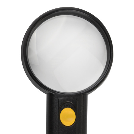 Лупа просмотровая BRAUBERG, С ПОДСВЕТКОЙ, диаметр 75 мм, увеличение 3, корпус черный, 454130 - Лупы