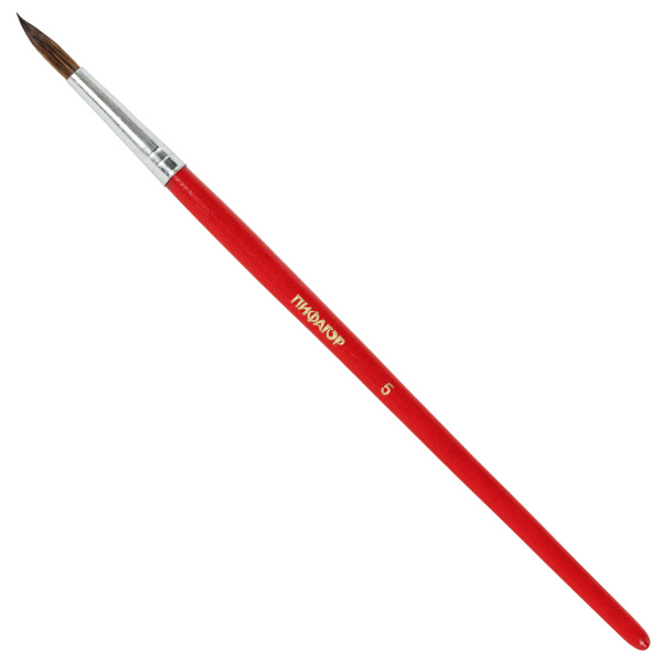 Кисти ПИФАГОР, набор 5 шт. (БЕЛКА: круглая № 3; КОЗА: круглые № 6, 8; ПОНИ: круглые № 2, 5), пакет с европодвесом, 200231 - Кисти для рисования