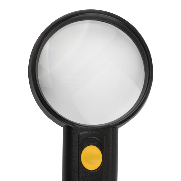 Лупа просмотровая BRAUBERG, С ПОДСВЕТКОЙ, диаметр 75 мм, увеличение 3, корпус черный, 454130 - Лупы