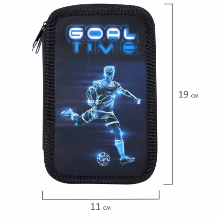 Пенал ПИФАГОР, 3 отделения, ламинированный картон, 19х11 см, "Goal", 271547 - Пеналы каркасные