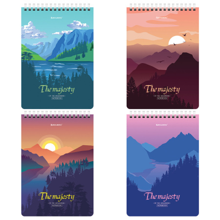 Блокнот А5 (146х206 мм), 80 л., гребень, картон, клетка, BRAUBERG, "Majesty", 114373 - Блокноты