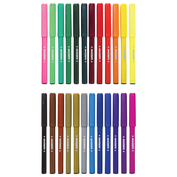 Фломастеры ЮНЛАНДИЯ 24 цвета, "УРОКИ РИСОВАНИЯ", вентилируемый колпачок, ПВХ, 151418 - Фломастеры классические