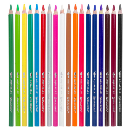 Карандаши цветные акварельные BRAUBERG PREMIUM AQUARELLE, 18 цветов, грифель мягкий 4 мм, 181672 - Карандаши цветные акварельные