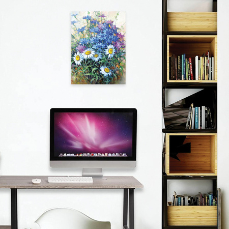 Картина стразами (алмазная мозаика) 30х40 см, ОСТРОВ СОКРОВИЩ "Васильки и ромашки", без подрамника, 662573 - Алмазная вышивка