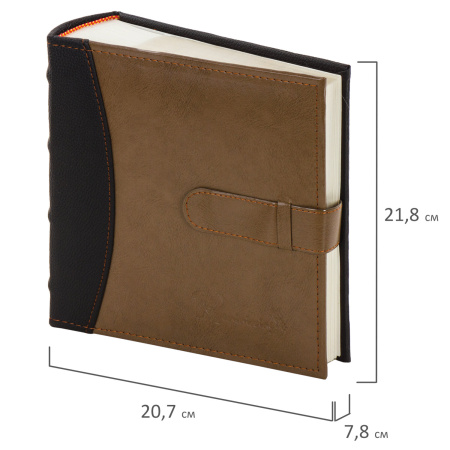 Фотоальбом BRAUBERG "Business style" на 300 фото 10х15 см, под кожу, бумажные страницы, бокс, 391183 - Фотоальбомы