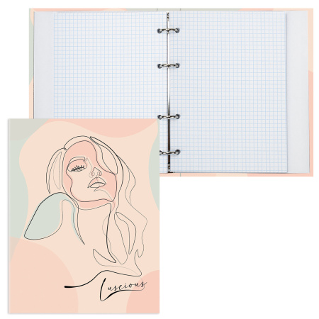 Тетрадь на кольцах А5 (165х215 мм), 120 листов, твердый картон, клетка, BRAUBERG, Девушка, 404076 - Тетради на кольцах и сменные блоки к ним