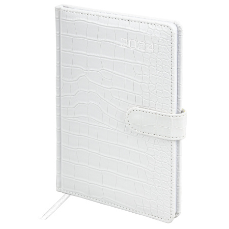 Еженедельник датированный 2024 А5 145х215 мм BRAUBERG "Party", под кожу, белый, 115032 - Еженедельники