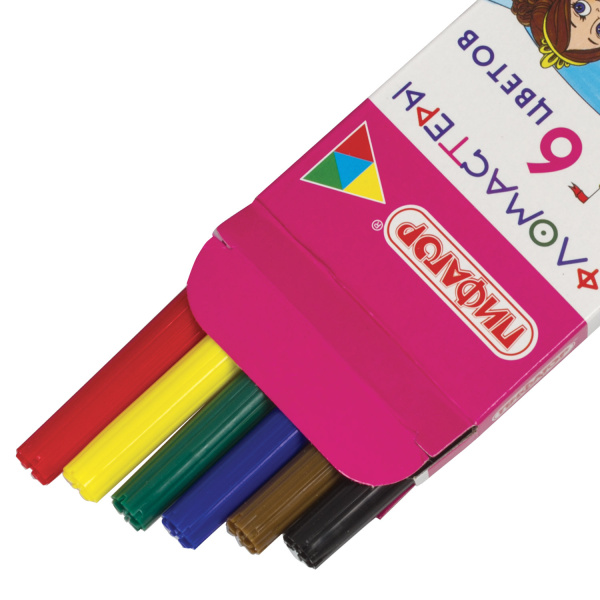 Фломастеры ПИФАГОР "Принцессы", 6 цветов, вентилируемый колпачок, 151404 - Фломастеры классические