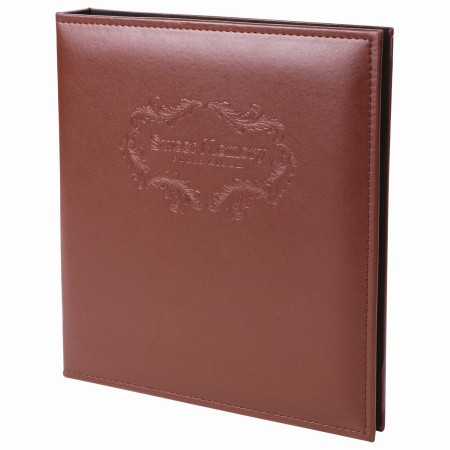 Фотоальбом BRAUBERG на 20 магнитных листов, 23х28 см, под гладкую кожу, на кольцах, коричневый, 390492 - Фотоальбомы