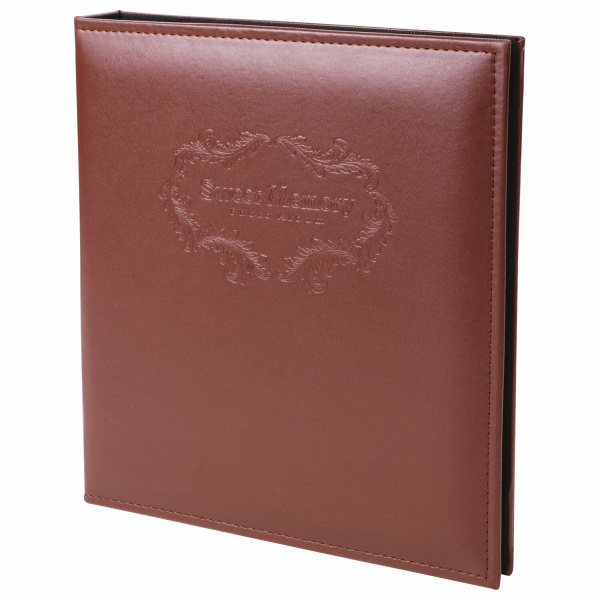 Фотоальбом BRAUBERG на 20 магнитных листов, 23х28 см, под гладкую кожу, на кольцах, коричневый, 390492 - Фотоальбомы