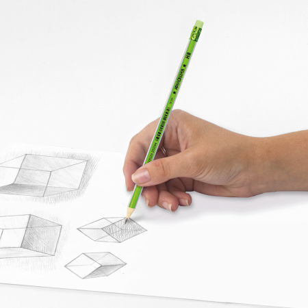 Карандаш чернографитный ЮНЛАНДИЯ, 1 шт., "Трехгранная Серия", НВ, корпус ассорти, с резинкой, 181591 - Карандаши чернографитные