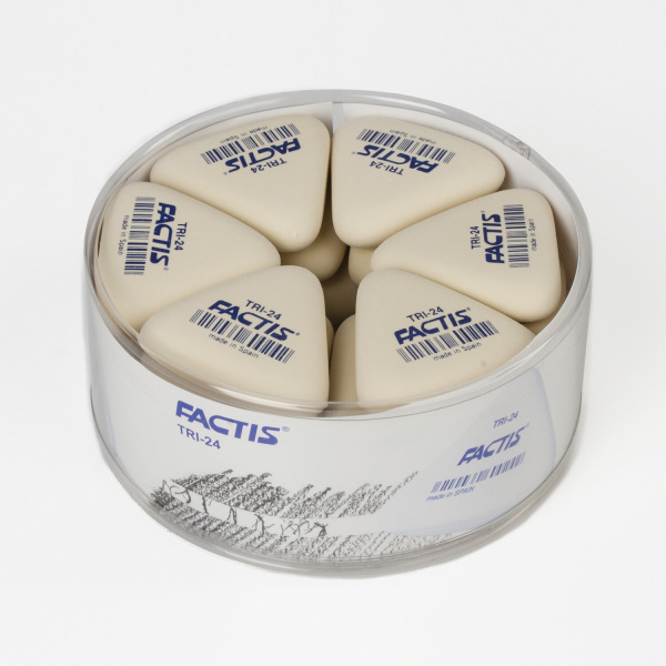 Ластик FACTIS (Испания) TRI 24, 51х46х12 мм, белый, треугольный, мягкий, PMFTRI24 - Ластики классические