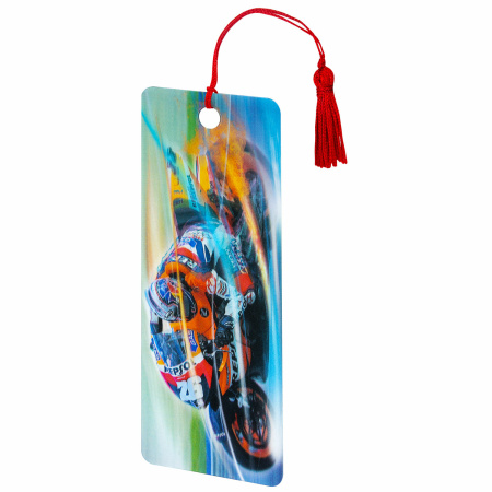 Закладка для книг 3D, BRAUBERG, объемная, "Мотогонки", с декоративным шнурком-завязкой, 125769 - Закладки для книг