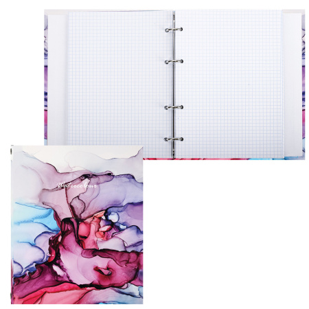 Тетрадь на кольцах А5 (175х215 мм), 240 листов, твердый картон, клетка, BRAUBERG, Акварель, 404096 - Тетради на кольцах и сменные блоки к ним