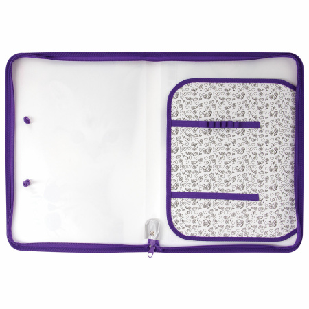 Папка для труда на молнии с ручками ПИФАГОР, А4, 1 отделение, пластик, органайзер, "Kitten", 229135 - Папки для тетрадей и уроков труда