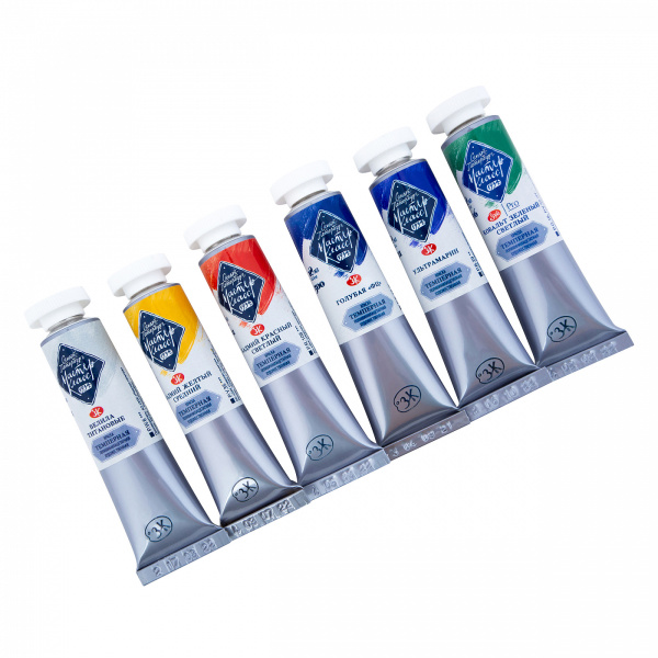 Мастер-Класс Набор темпера Basic colours,  в пластиковoм коррексе с европодвесом, 6 шт х 18мл - Темперные краски художественные в наборах